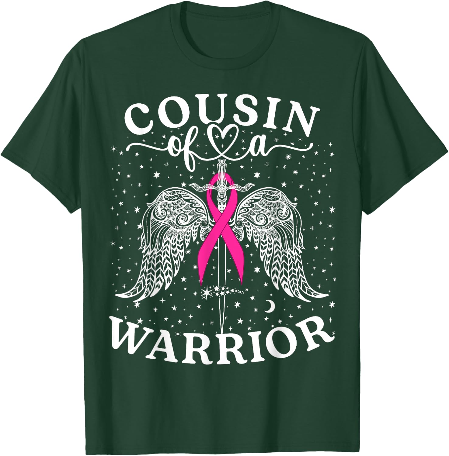 Cousin Of A Warrior Breast Cancer Awareness Support Squad T-Shirt - T-Shirt | Forest