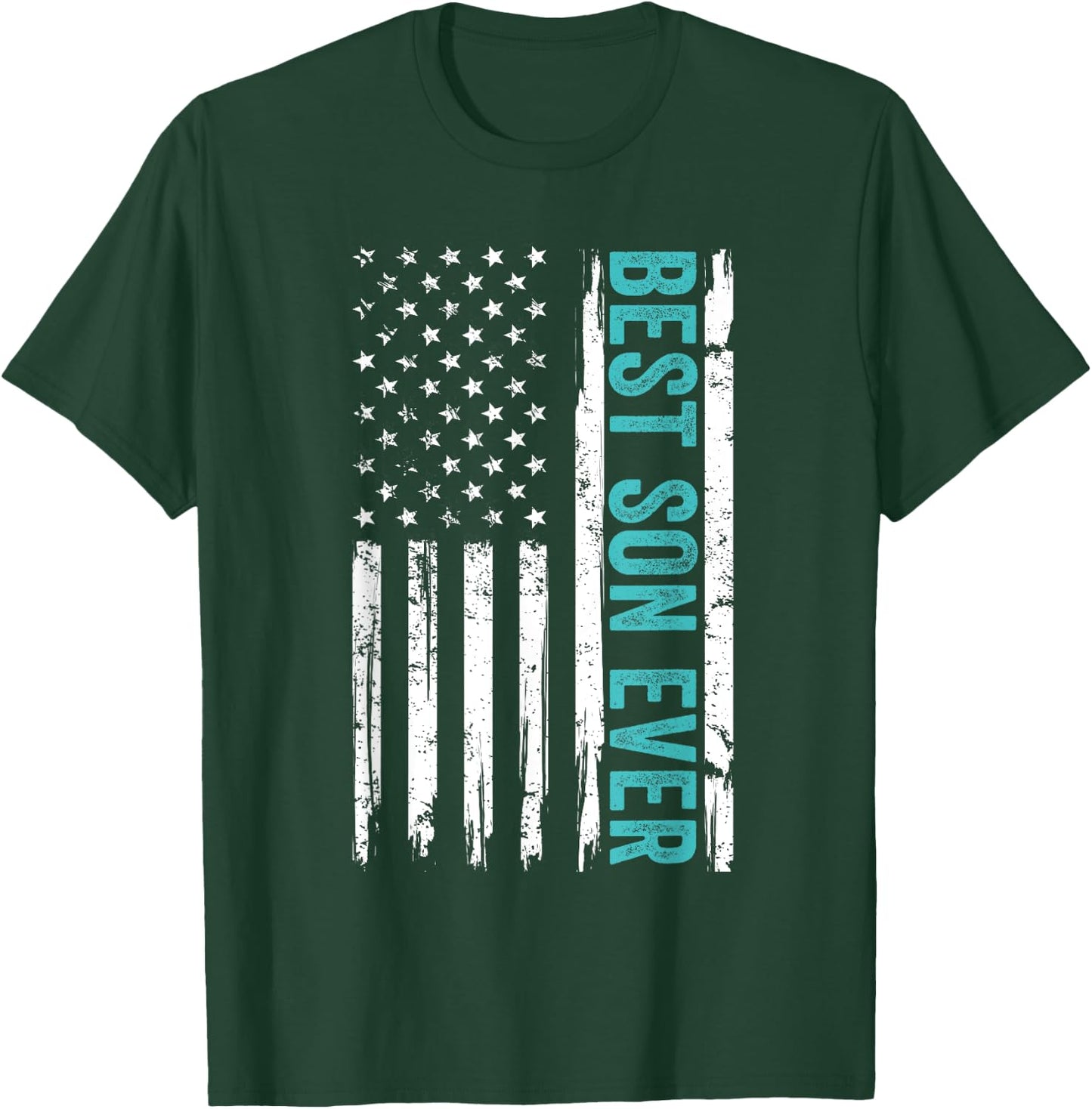 Best Son Ever Us American Flag Fathers Day From Mom Dad T-Shirt - T-Shirt | Forest