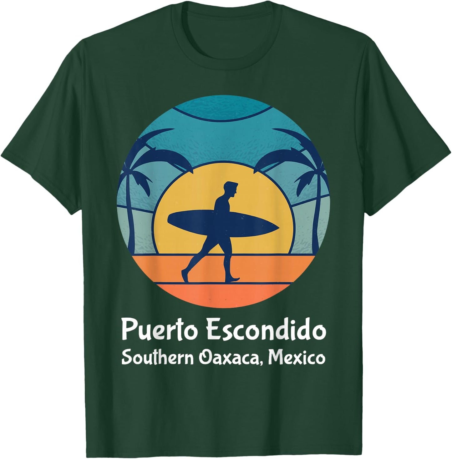 Puerto Escondido Southern Oaxaca Mexico Surfing Vintage Sun T-Shirt - T-Shirt | Forest