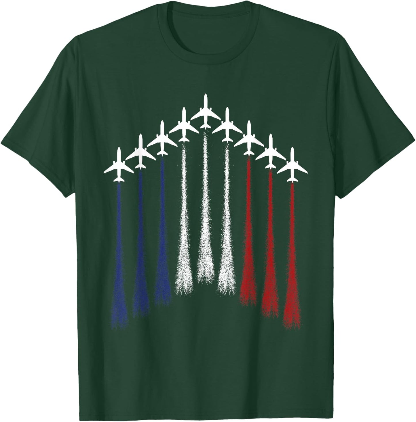 USA Flag Aviation Airplane Pilot Patriotic Flying T-Shirt - T-Shirt | Forest