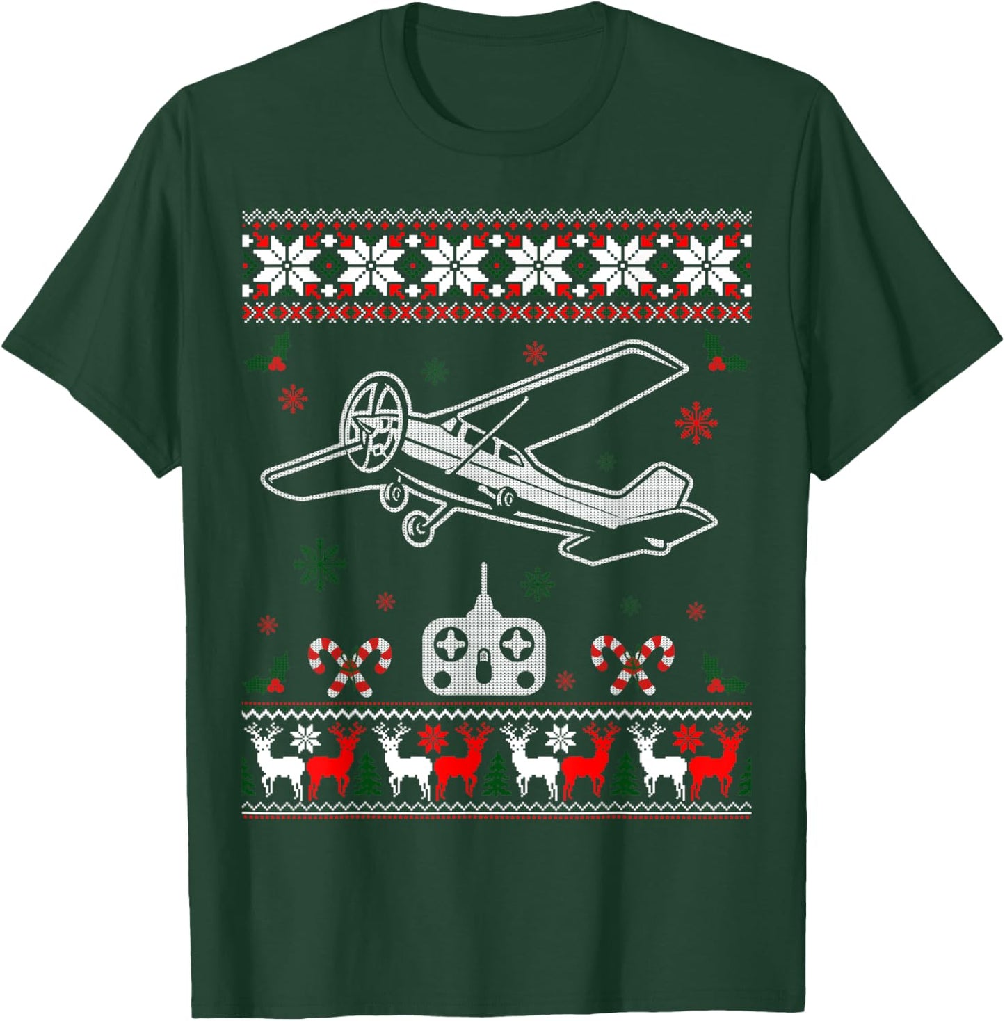 RC Plane Remote Control Plane Christmas Ugly Xmas Sweater T-Shirt - T-Shirt | Forest