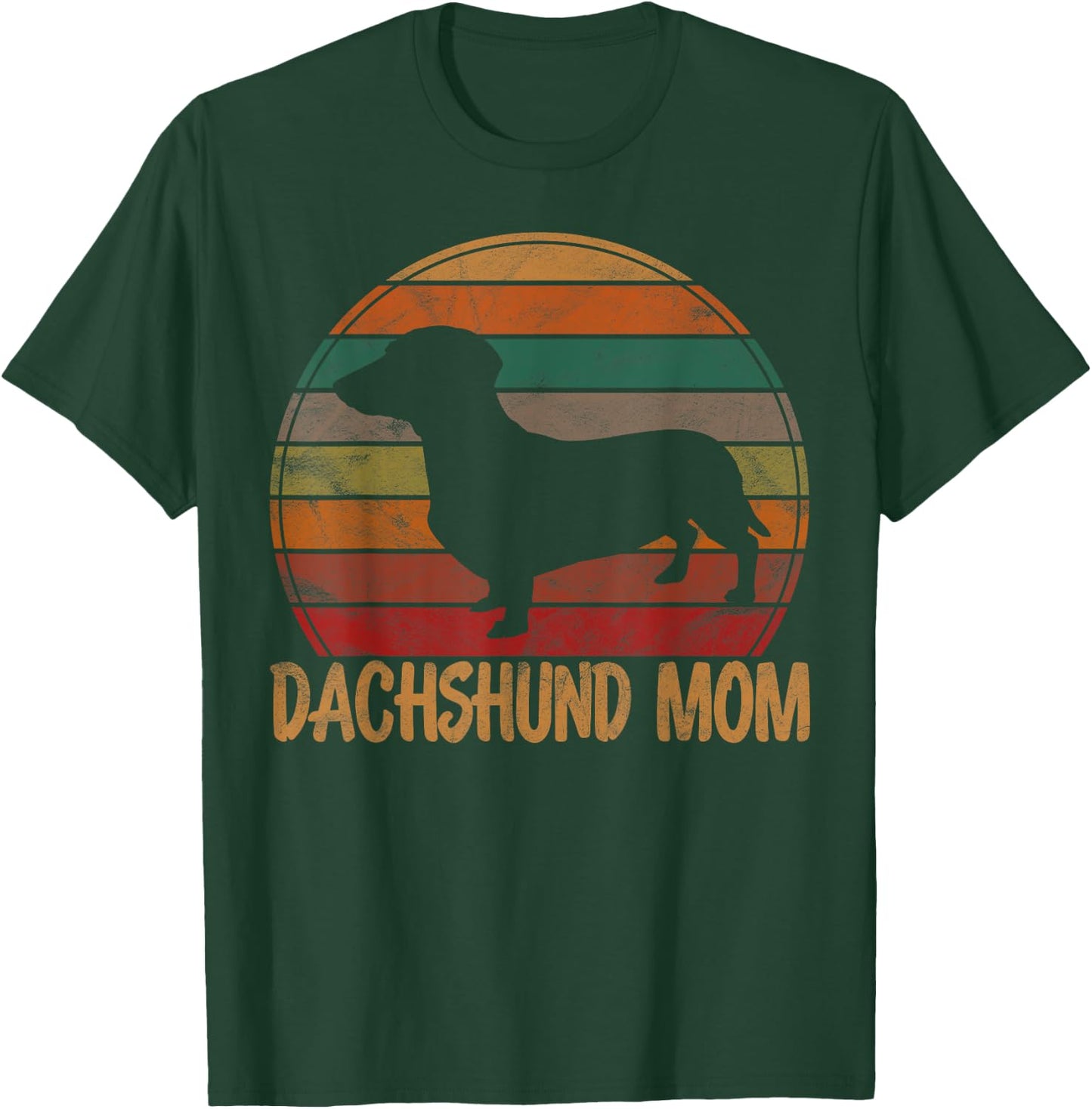 Retro Dachshund Mom Gift Doxie Dog Owner Mother Pet Mama Women Girls Kids T-Shirt - T-Shirt | Forest