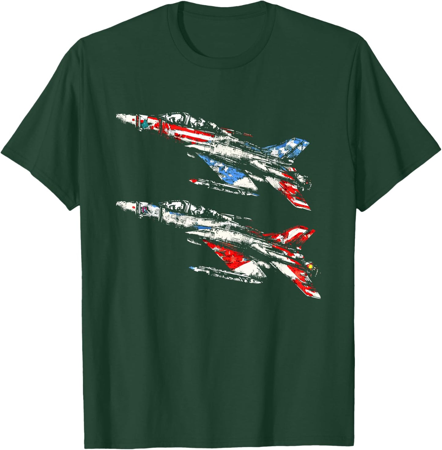 Jet Fighter Pilot American Flag - Patriotic USA 4th July T-Shirt - T-Shirt | Forest