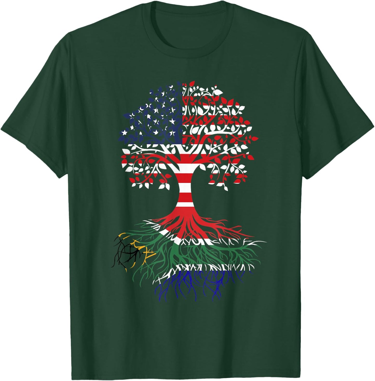 South African Roots American Grown Tree Flag T-Shirt - T-Shirt | Forest