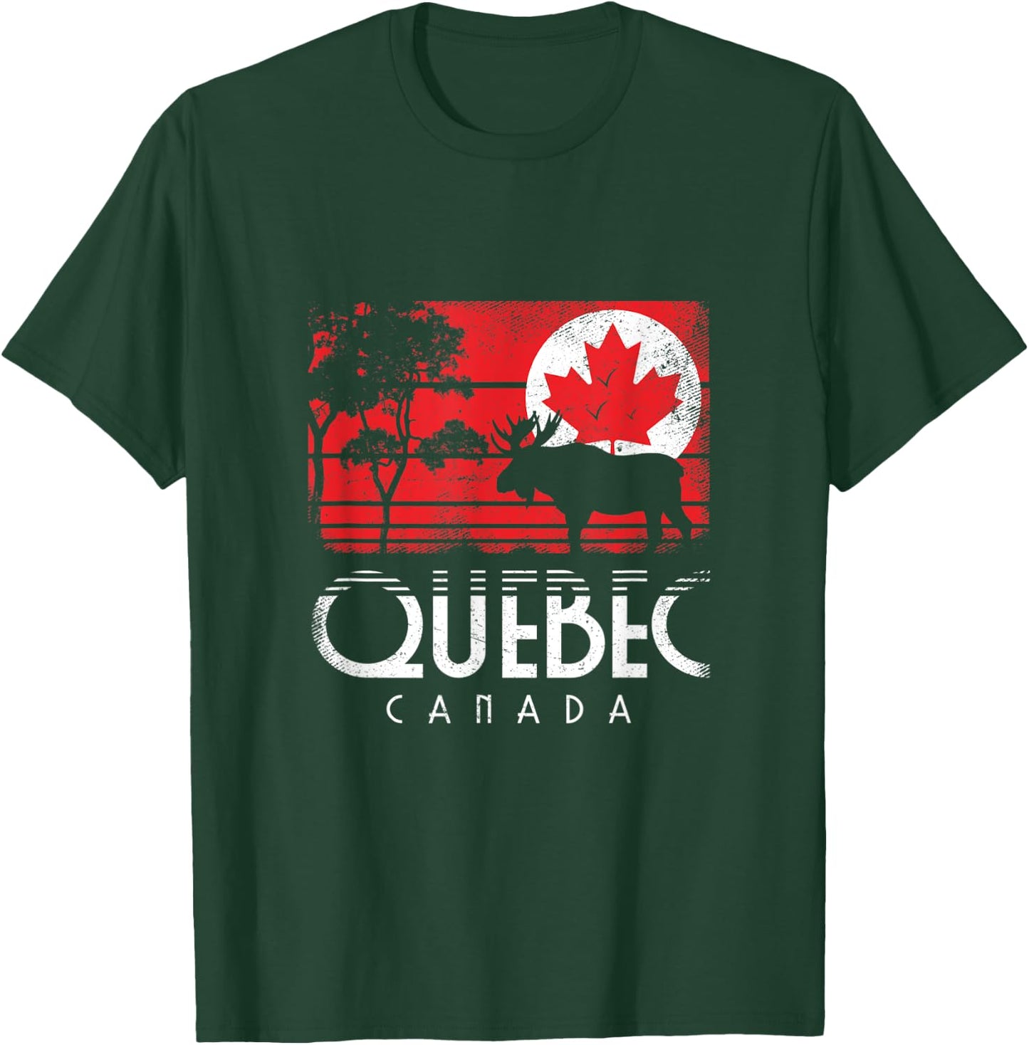 Quebec Canada Flag Canadian Maple Leaf Retro Canuck Québec T-Shirt - T-Shirt | Forest