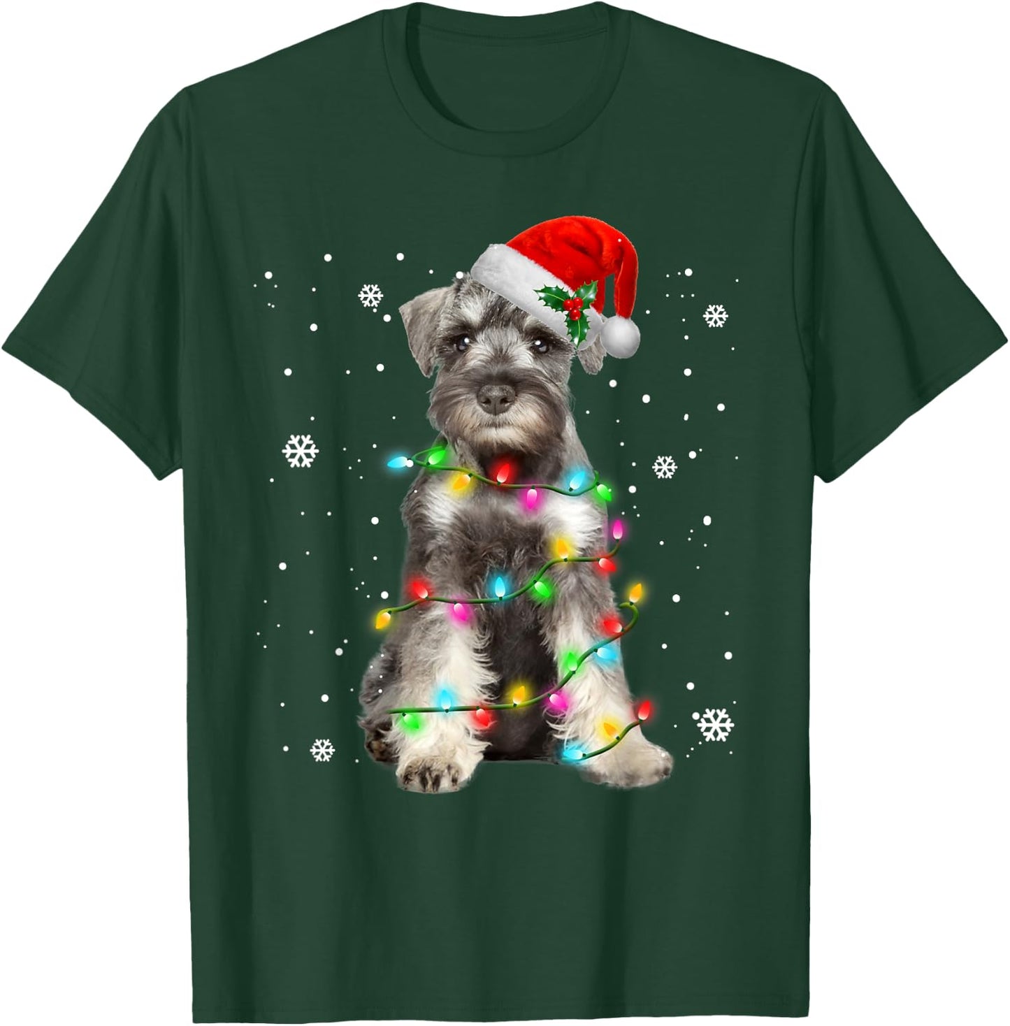 Schnauzer Dogs Tree Christmas Sweater Xmas Pet Animal Dog Men Women Kids T-Shirt - T-Shirt | Forest