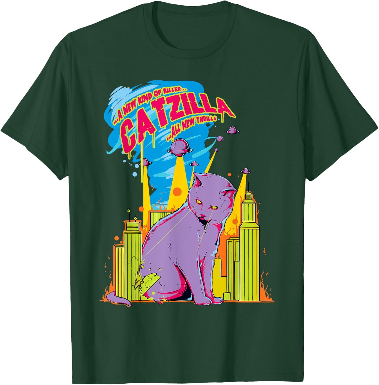 Vintage Catzilla Cat Kitten Lover T-Shirt - T-Shirt | Forest