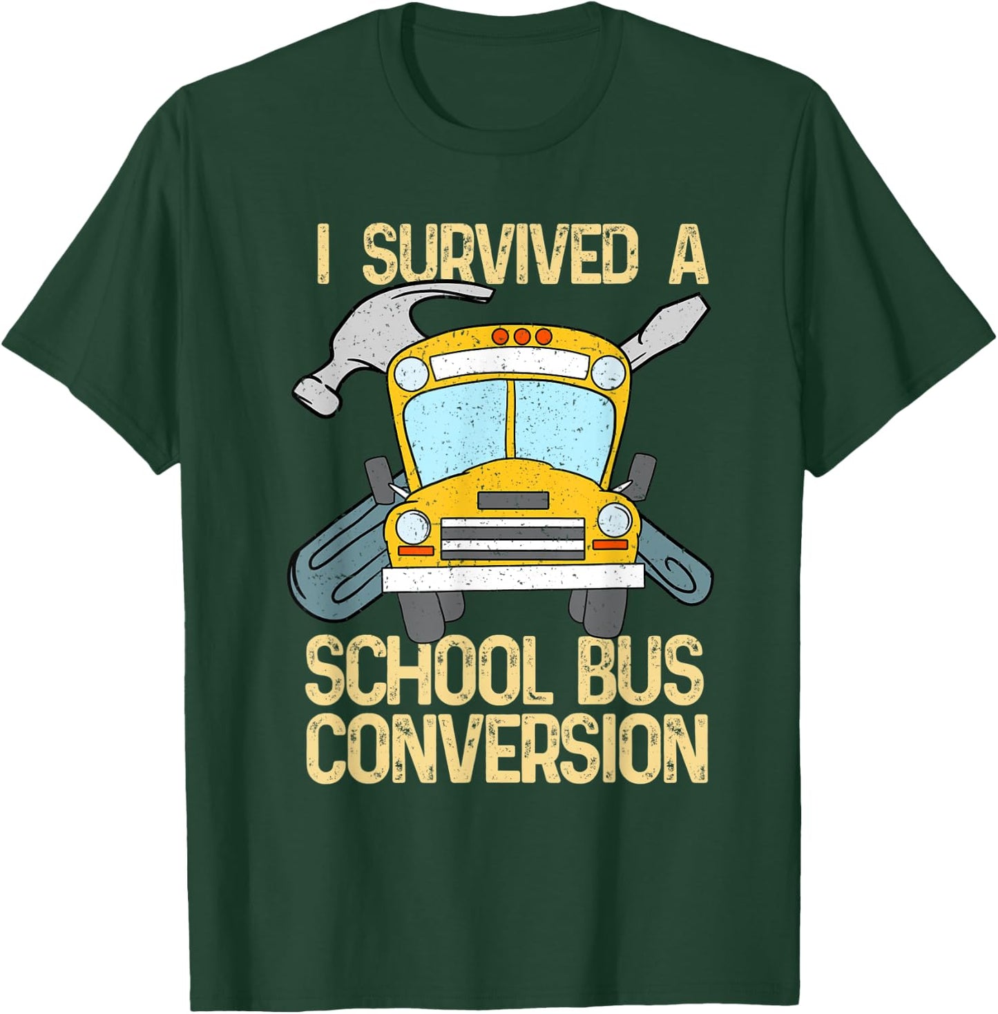 School Bus Conversion Survivor Camper Van Gift T-Shirt - T-Shirt | Forest
