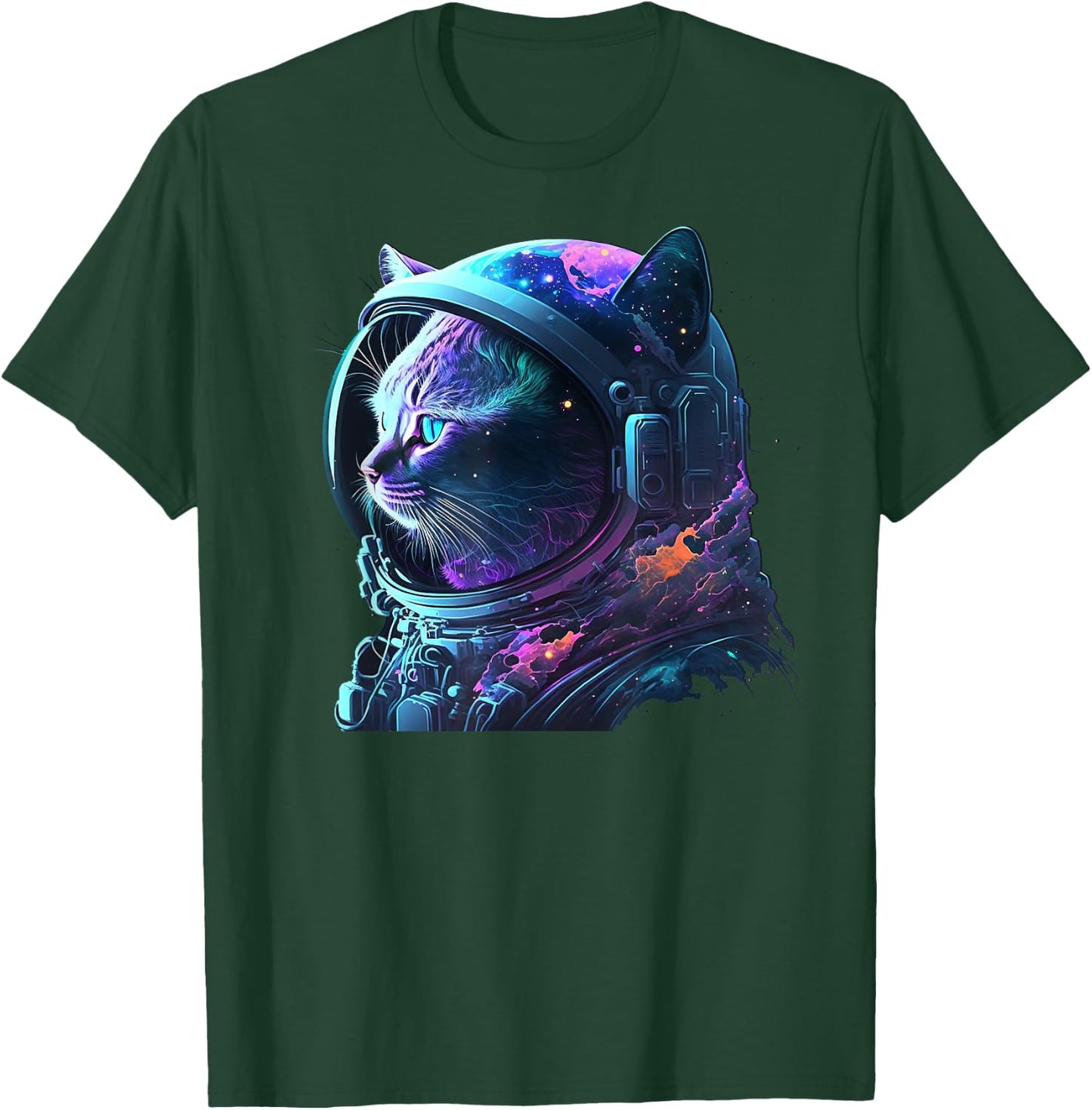 Cat Astronaut in Space Suit and Helmet in the Cosmos Funny T-Shirt - T-Shirt | Forest