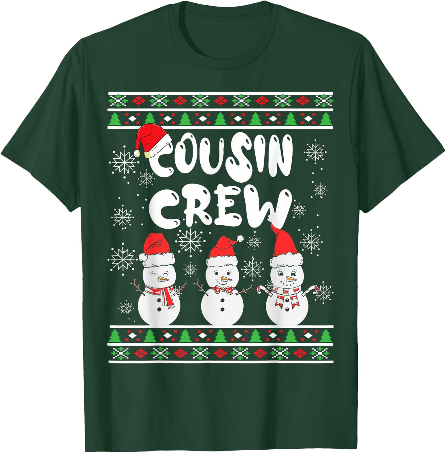 Cousin Crew Christmas Pajamas Snowmen Merry Xmas Family Boys T-Shirt - T-Shirt | Forest
