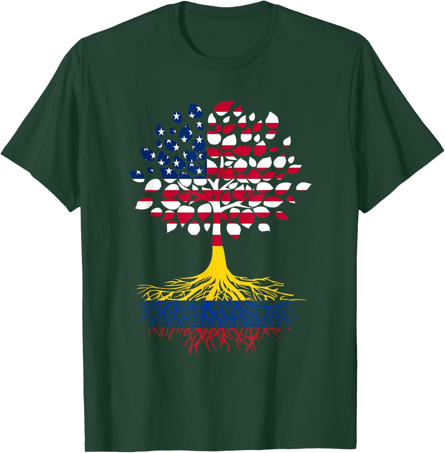 American Flag with Colombian Roots T-Shirt - T-Shirt | Forest