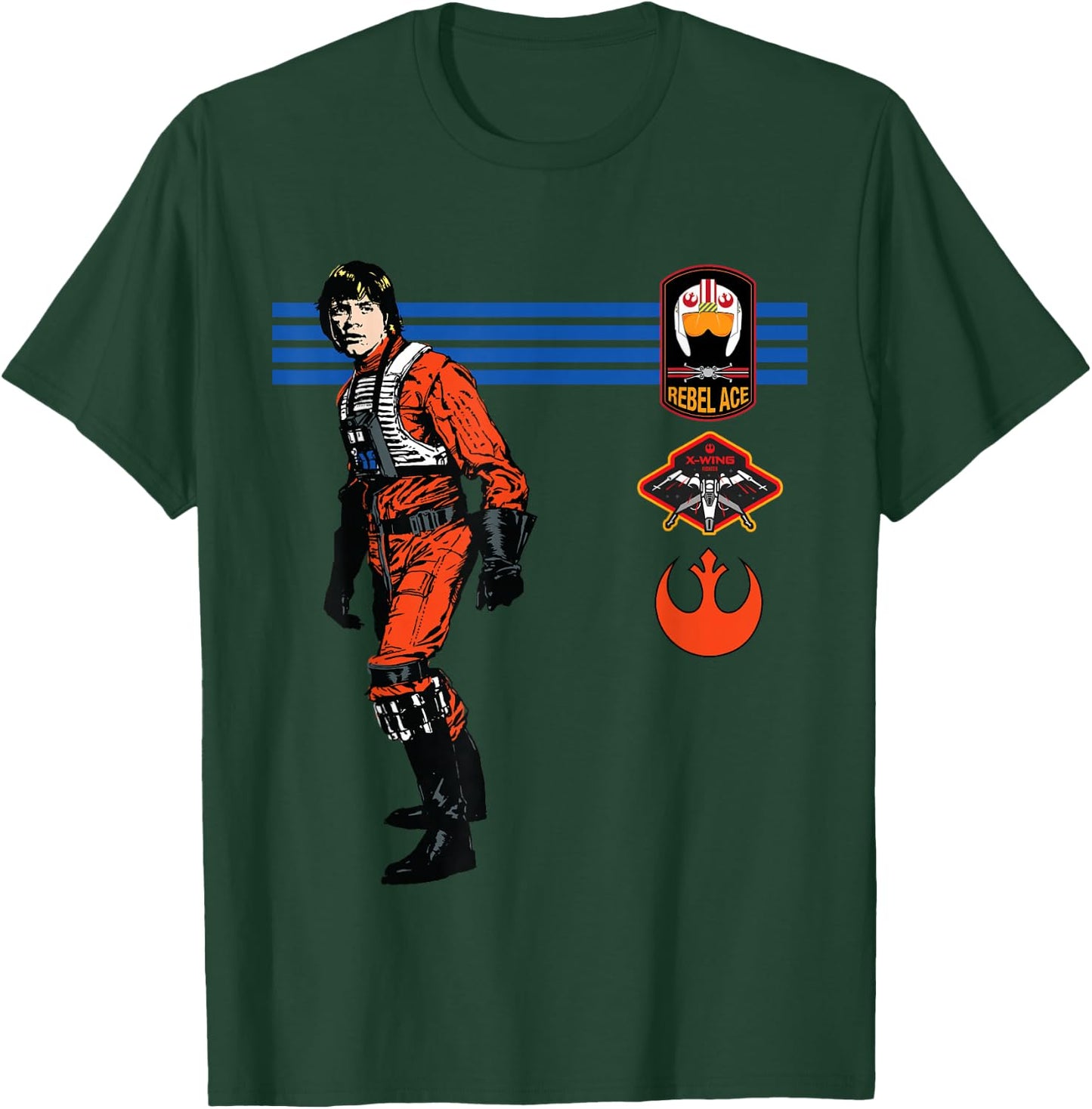 Star Wars Luke Skywalker X-Wing Rebel Pilot Retro T-Shirt - T-Shirt | Forest
