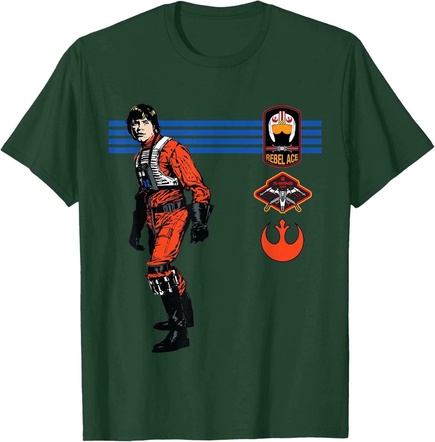 Star Wars Luke Skywalker X-Wing Rebel Pilot Retro T-Shirt - T-Shirt | Forest