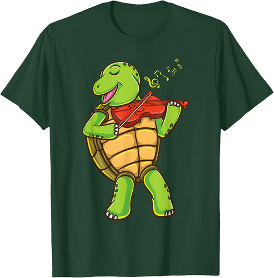 Turtle Playing Violin T-Shirt - T-Shirt | Forest
