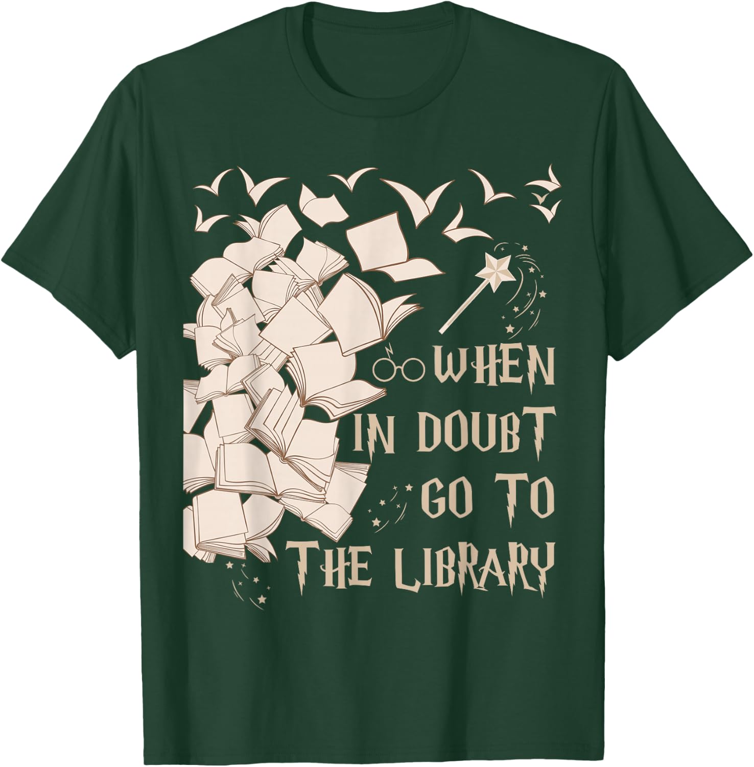 Funny Librarian Readers Gift When In Doubt Go To The Library T-Shirt - T-Shirt | Forest