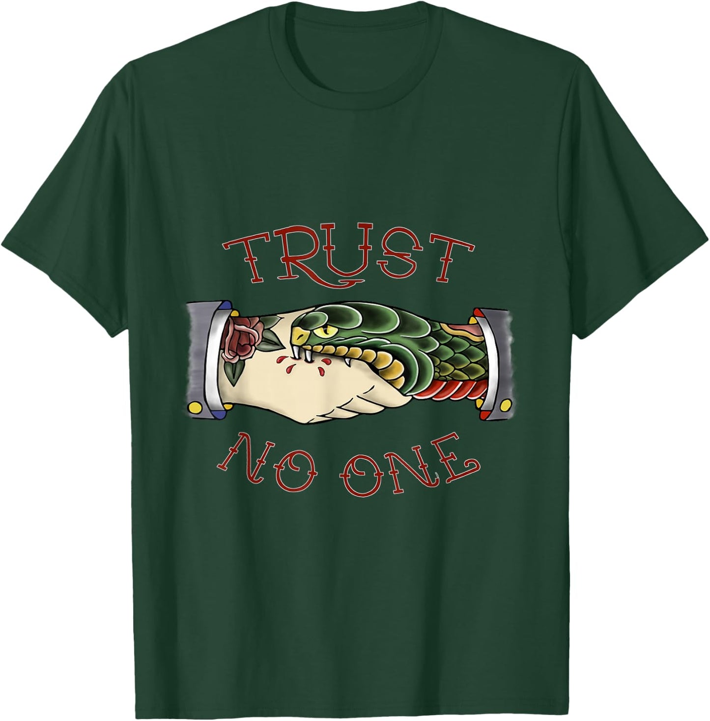 Trust No One - American Traditional Tattoo Small T-Shirt - T-Shirt | Forest