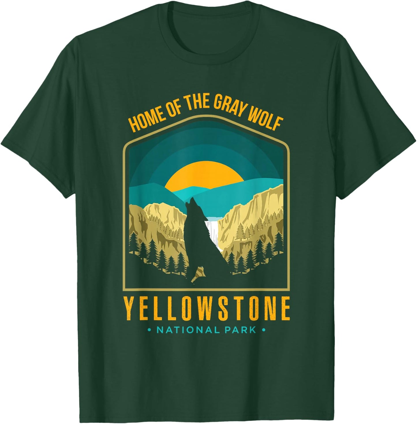 Yellowstone US National Park Wolf Wolves Lover Vintage Gift T-Shirt - T-Shirt | Forest