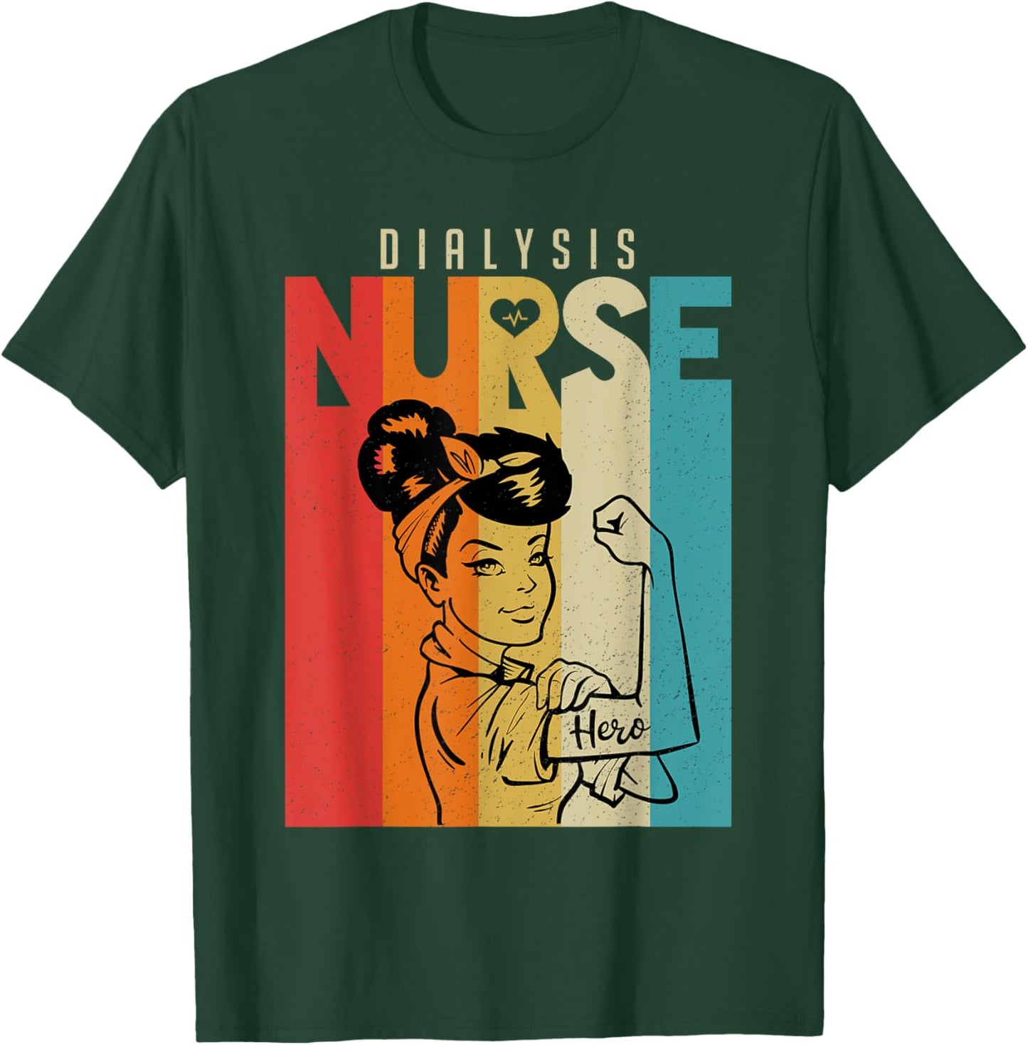 Vintage Rosie The Riveter Dialysis Nurse T-Shirt - T-Shirt | Forest
