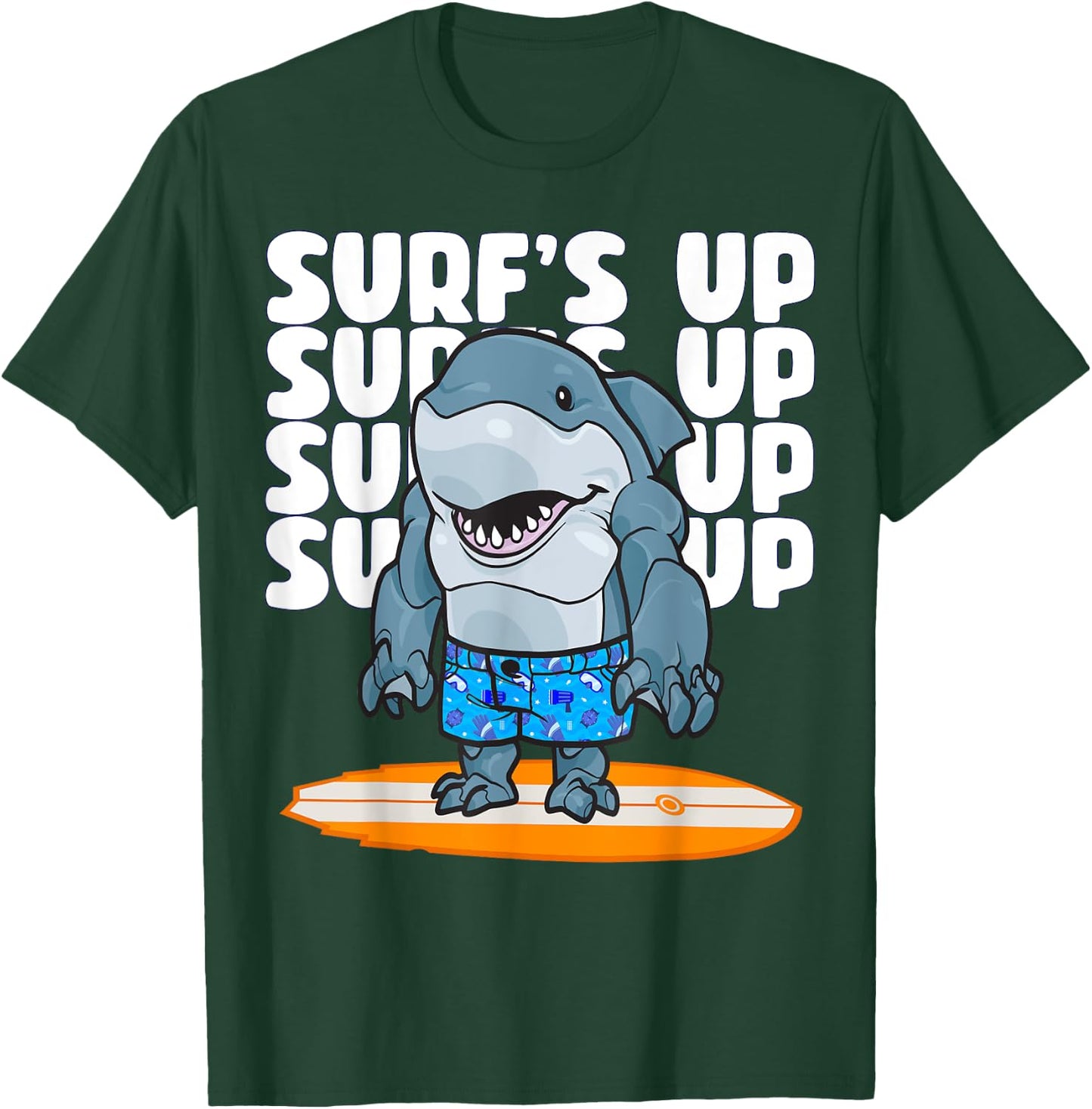 Ocean Surf's Up King of the Surfer Shark Surfer Camp Beach Women Girls Kids T-Shirt - T-Shirt | Forest