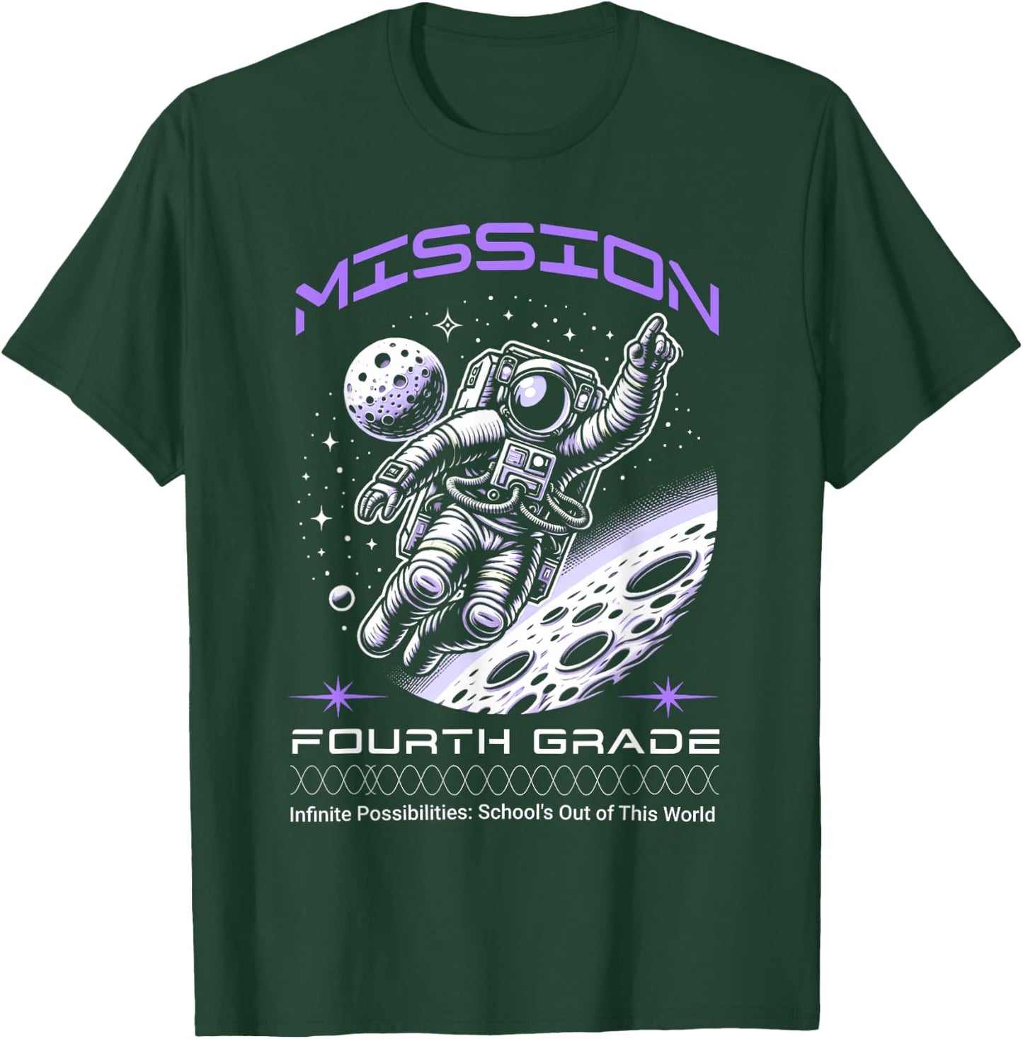 Fourth Grade Back To School Space Rocket Astronaut T-Shirt - T-Shirt | Forest