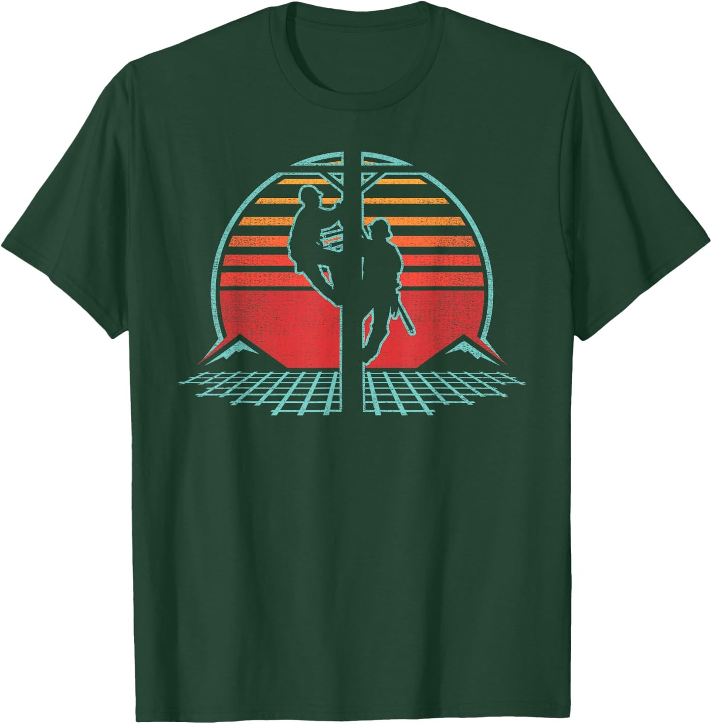 Lineman Retro Vintage 80s Style Electrician Gift T-Shirt - T-Shirt | Forest