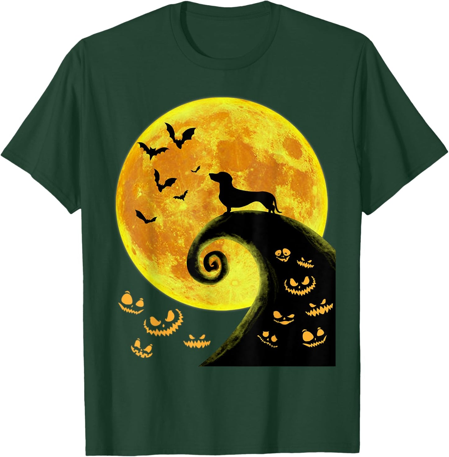 Funny Dachsund And Moon Halloween Costume Weiner Dog Lover T-Shirt - T-Shirt | Forest