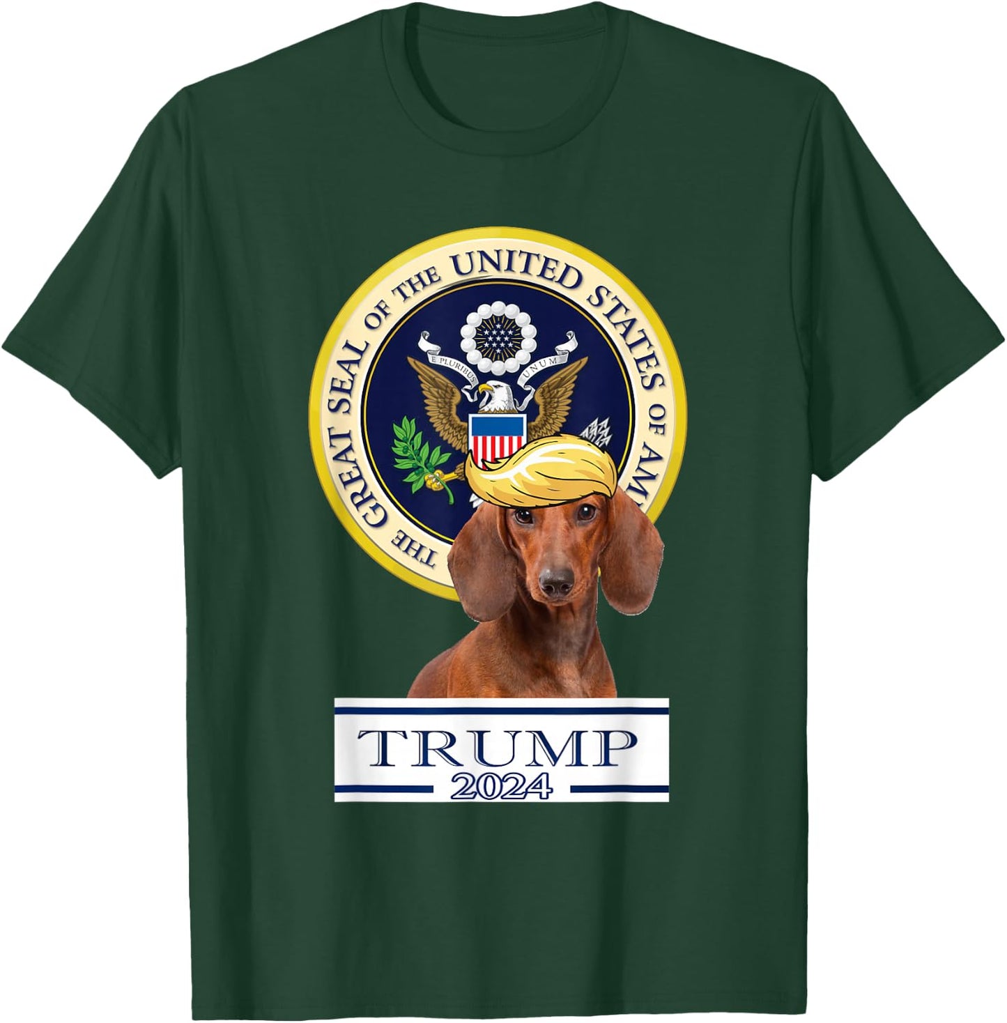 Trump 2024 Dog Trump 2024 Dachshund , Adult , Grey, Short Sleeve, 3XL, Regular Fit, Cotton/Polyester Blend T-Shirt - T-Shirt | Forest