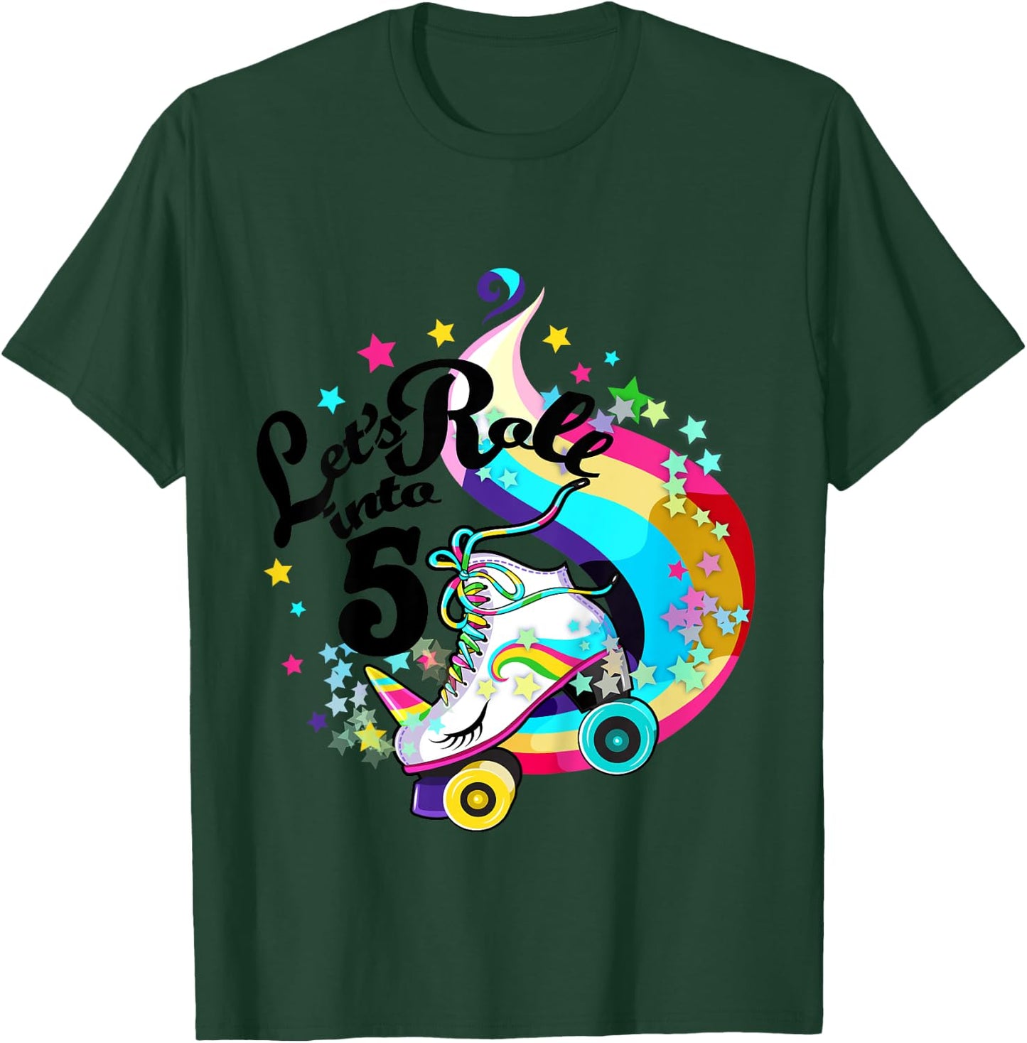 5 Year Old Birthday Shirt Girl Roller Skate Unicorn Outfit T-Shirt - T-Shirt | Forest