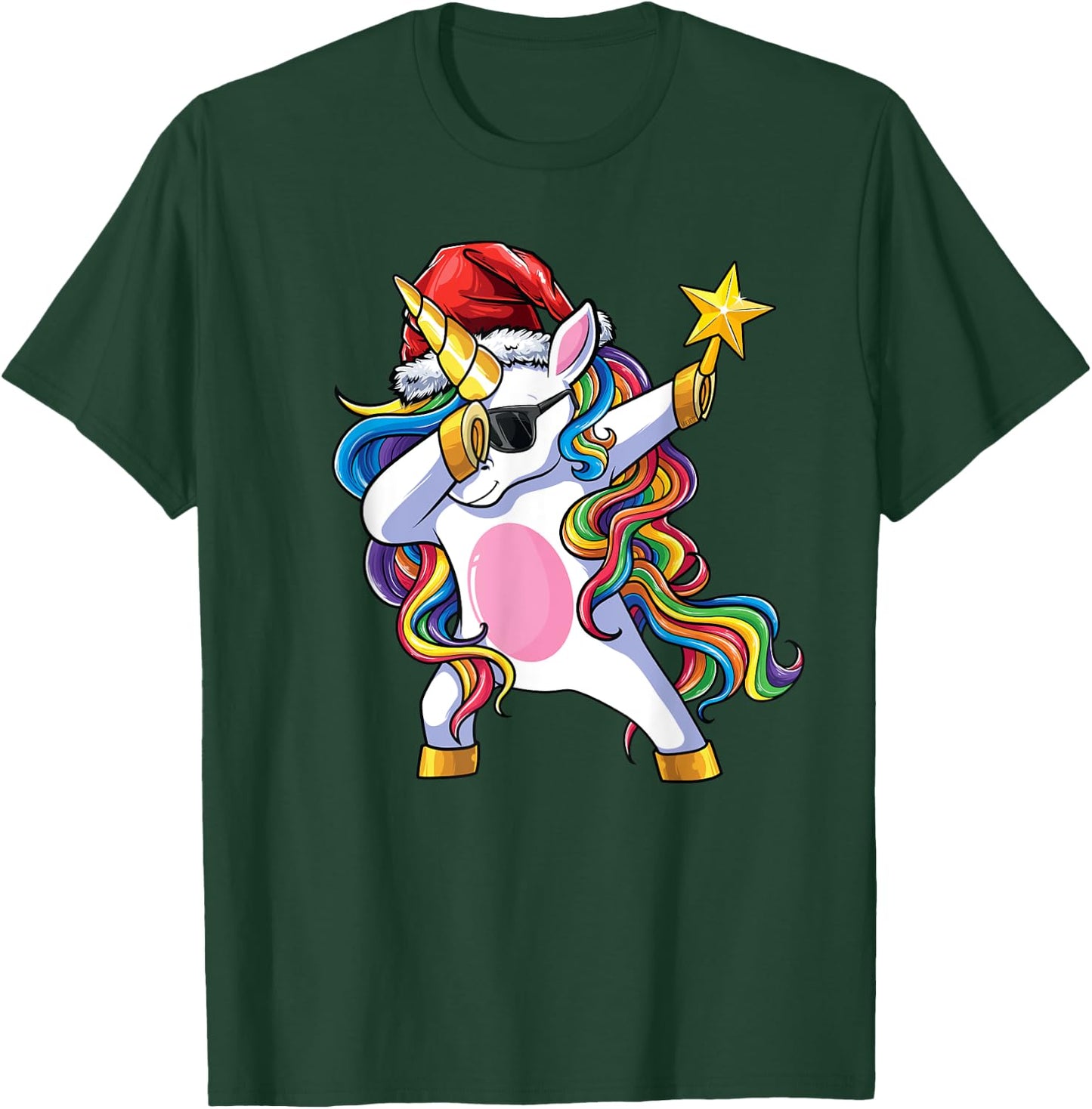 Unicorn Christmas Tree Lights Christmas Dabbing Unicorn T-Shirt - T-Shirt | Forest