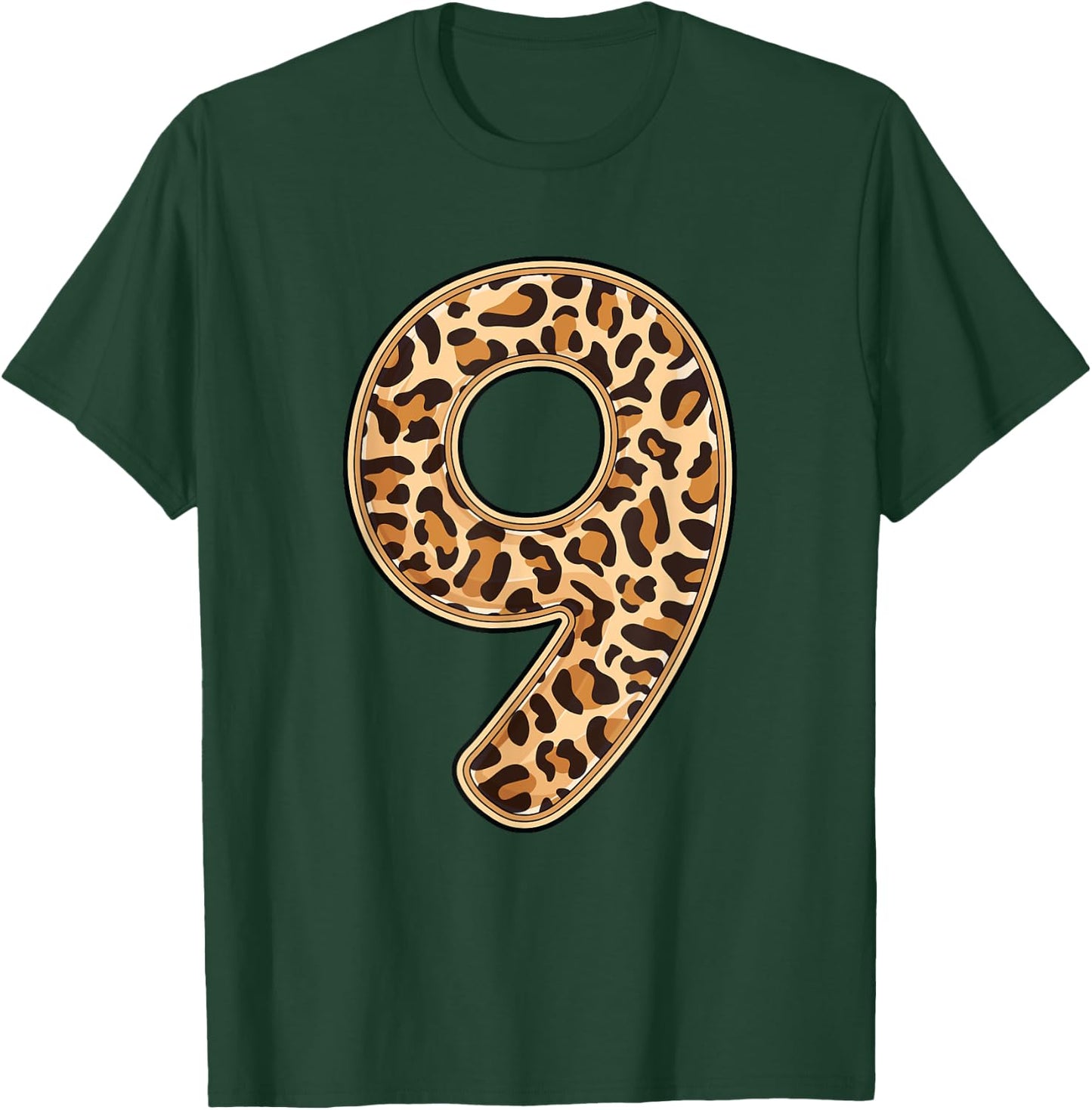 Leopard 9th Birthday Party Nine 9 Years Old Wild Cats Kids T-Shirt - T-Shirt | Forest