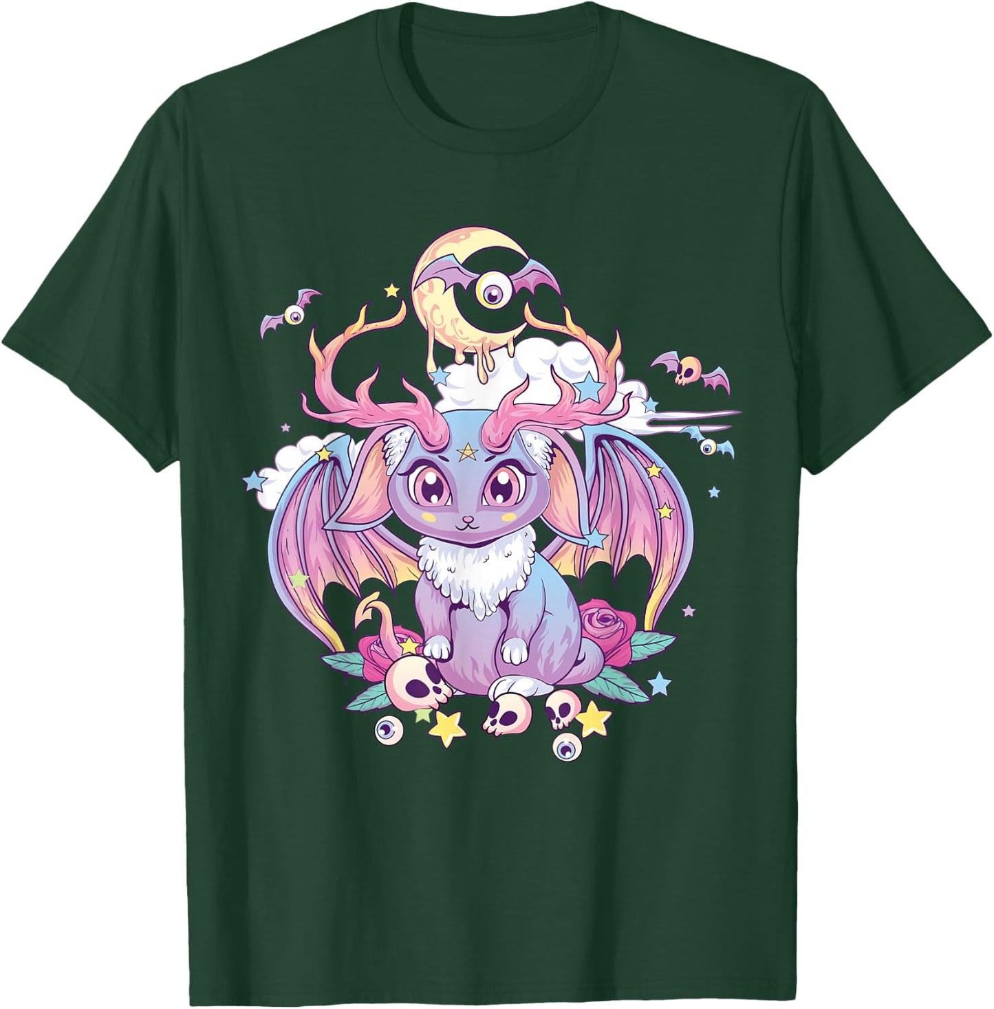 Pastel Goth Creepy Occult Satanic Jackalope Kawaii Menhera T-Shirt - T-Shirt | Forest