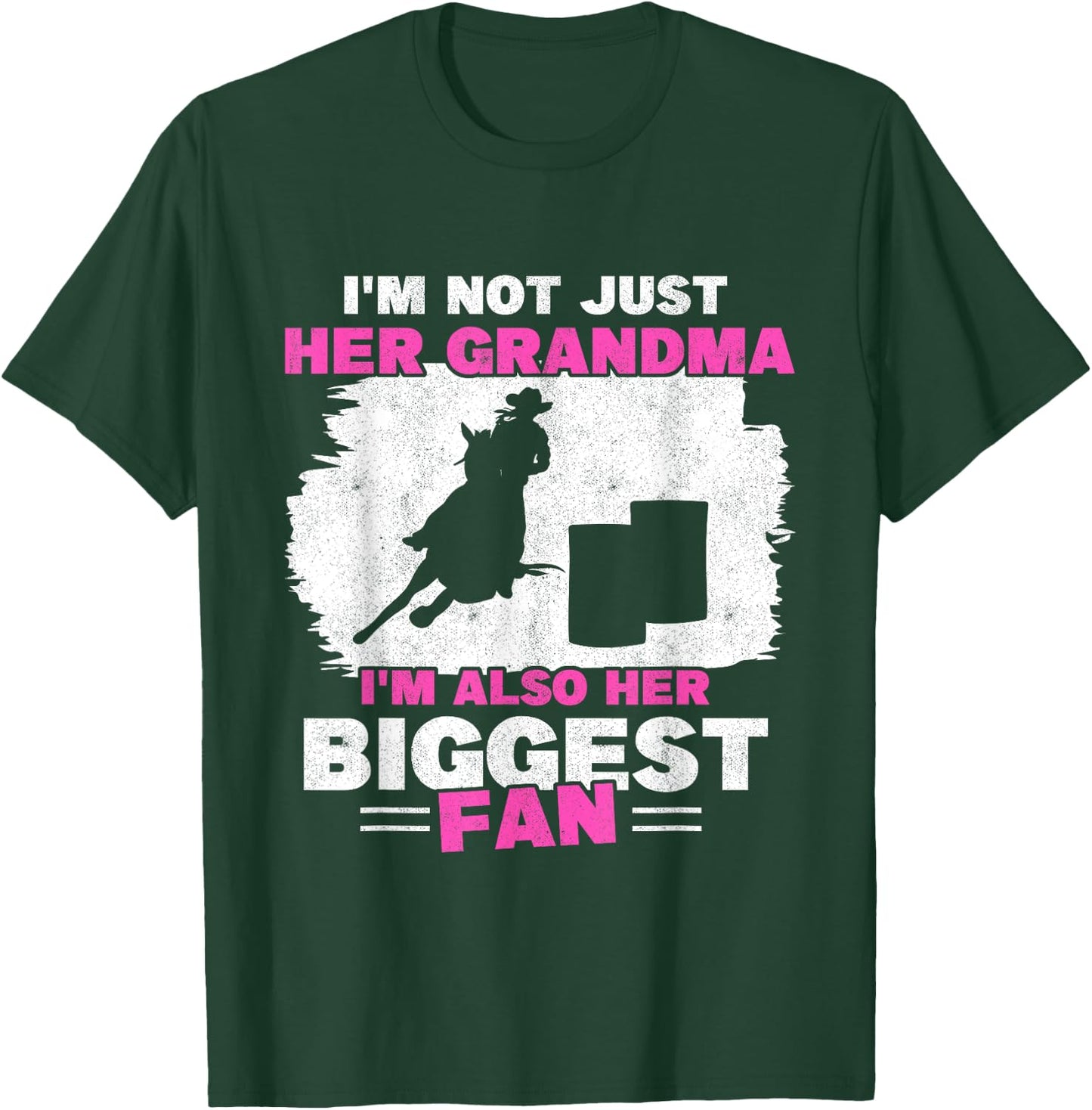Grandma Of Barrel Racer Biggest Fan Horse Barrel Racing T-Shirt - T-Shirt | Forest