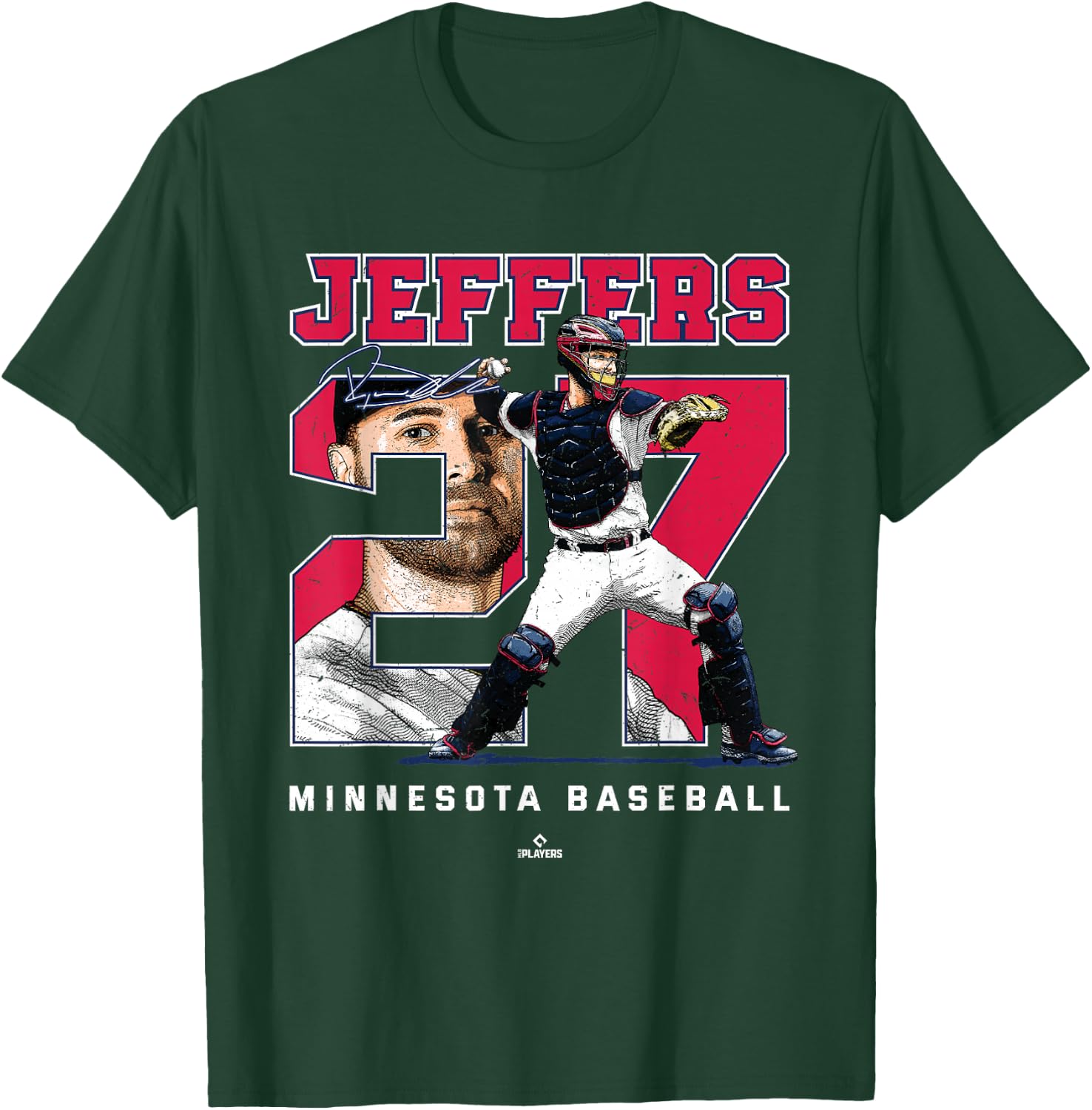 Number and Portrait Ryan Jeffers Minnesota MLBPA T-Shirt - T-Shirt | Forest