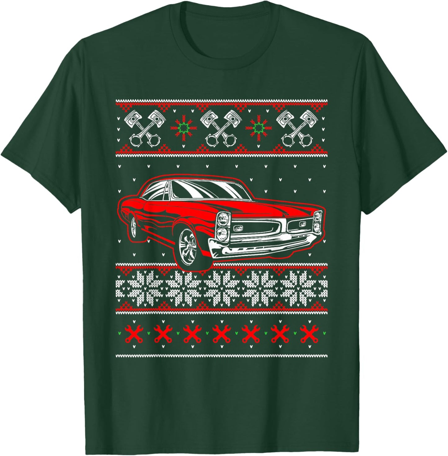 Mechanics Ugly Christmas Sweater Style Muscle Car T-Shirt - T-Shirt | Forest