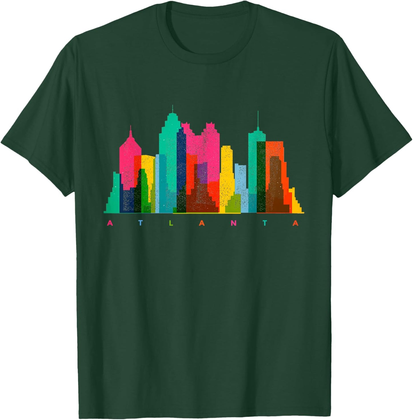 Atlanta Skyline Georgia Colourful Vintage Atlanta T-Shirt - T-Shirt | Forest