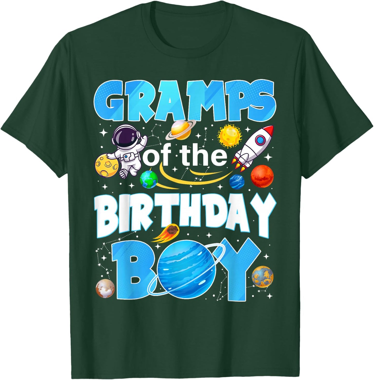 Gramps of The Birthday Boy Astronaut Space Planets T-Shirt - T-Shirt | Forest