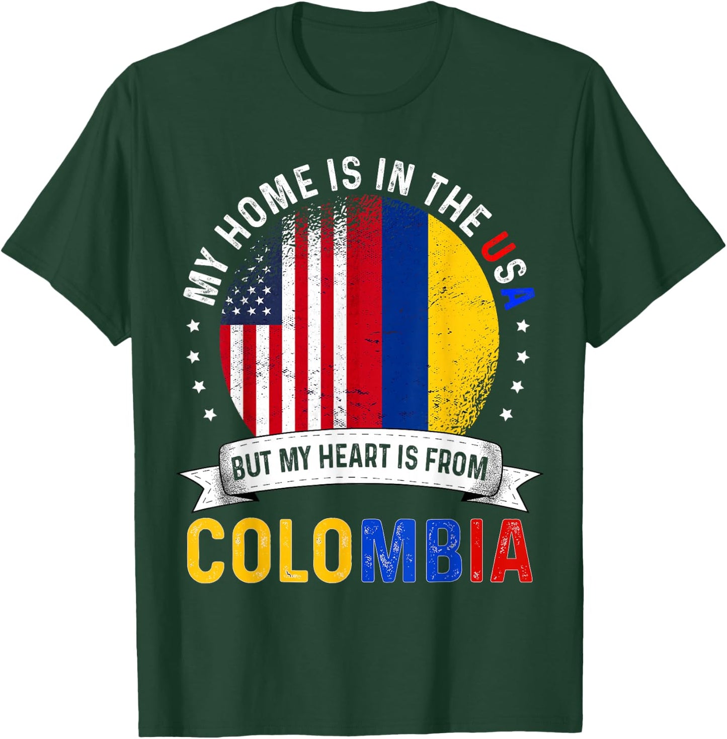 Colombian American Patriot Heart is from Colombia Flag Small T-Shirt - T-Shirt | Forest