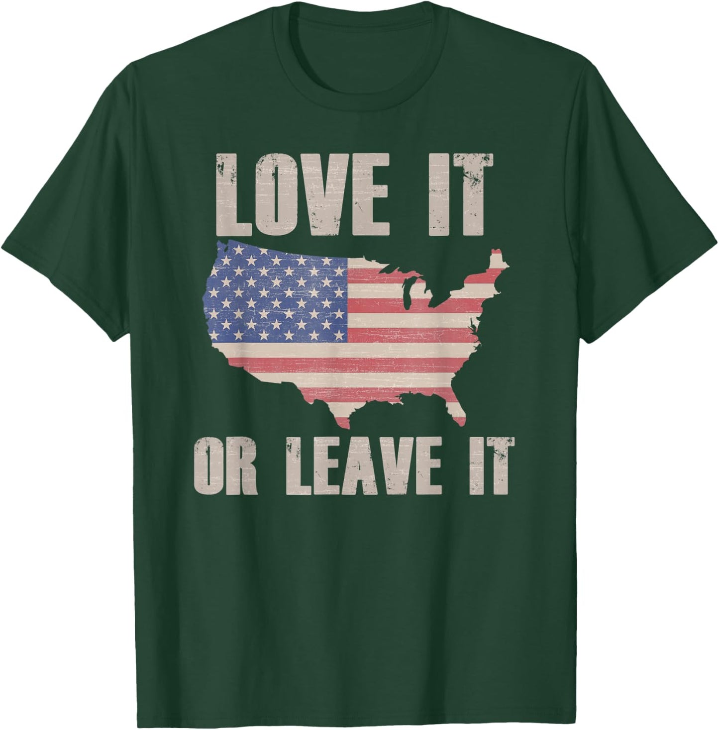 LOVE IT OR LEAVE IT Patriotic Vintage American Flag USA Map Women Kids Men T-Shirt - T-Shirt | Forest