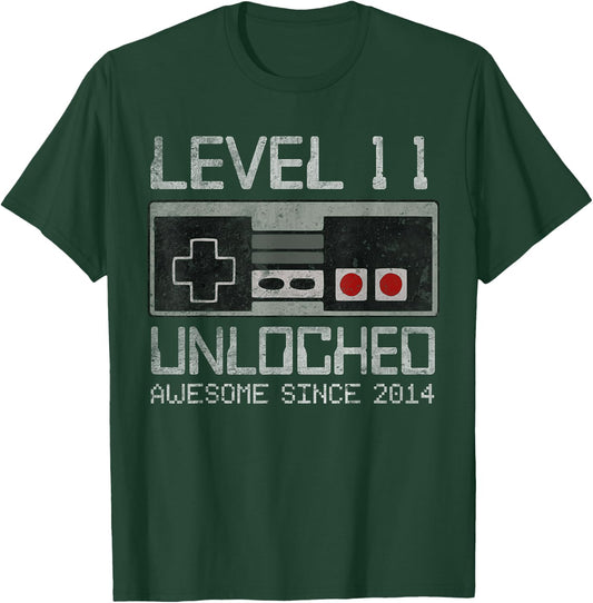 Level 11 Unlocked 11th Birthday 11 Year Old Video Gamer Boy T-Shirt - T-Shirt | Forest