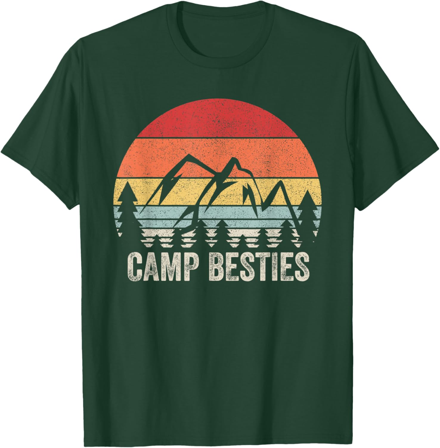 Vintage Retro Camp Besties Best Friend Matching Camping T-Shirt - T-Shirt | Forest