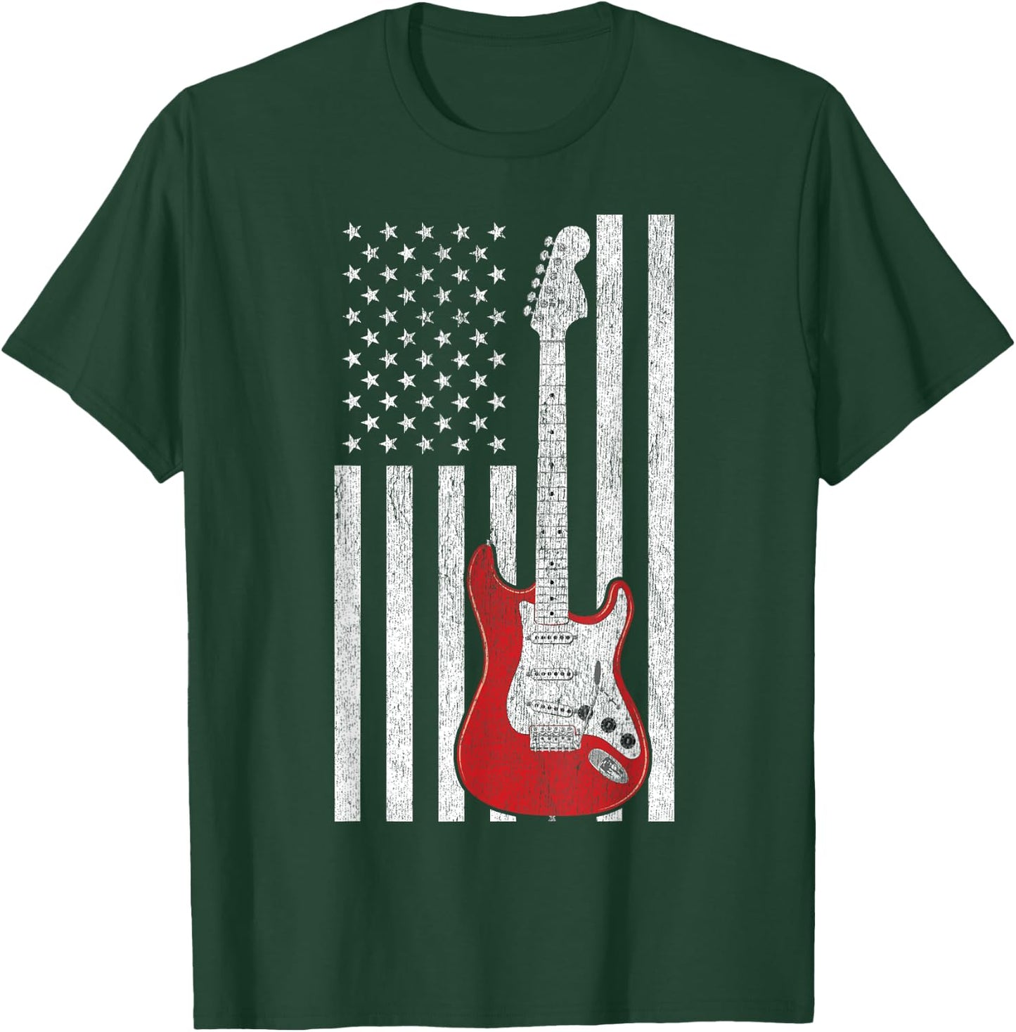 Patriotic American Flag Electric Guitar T-Shirt - T-Shirt | Forest