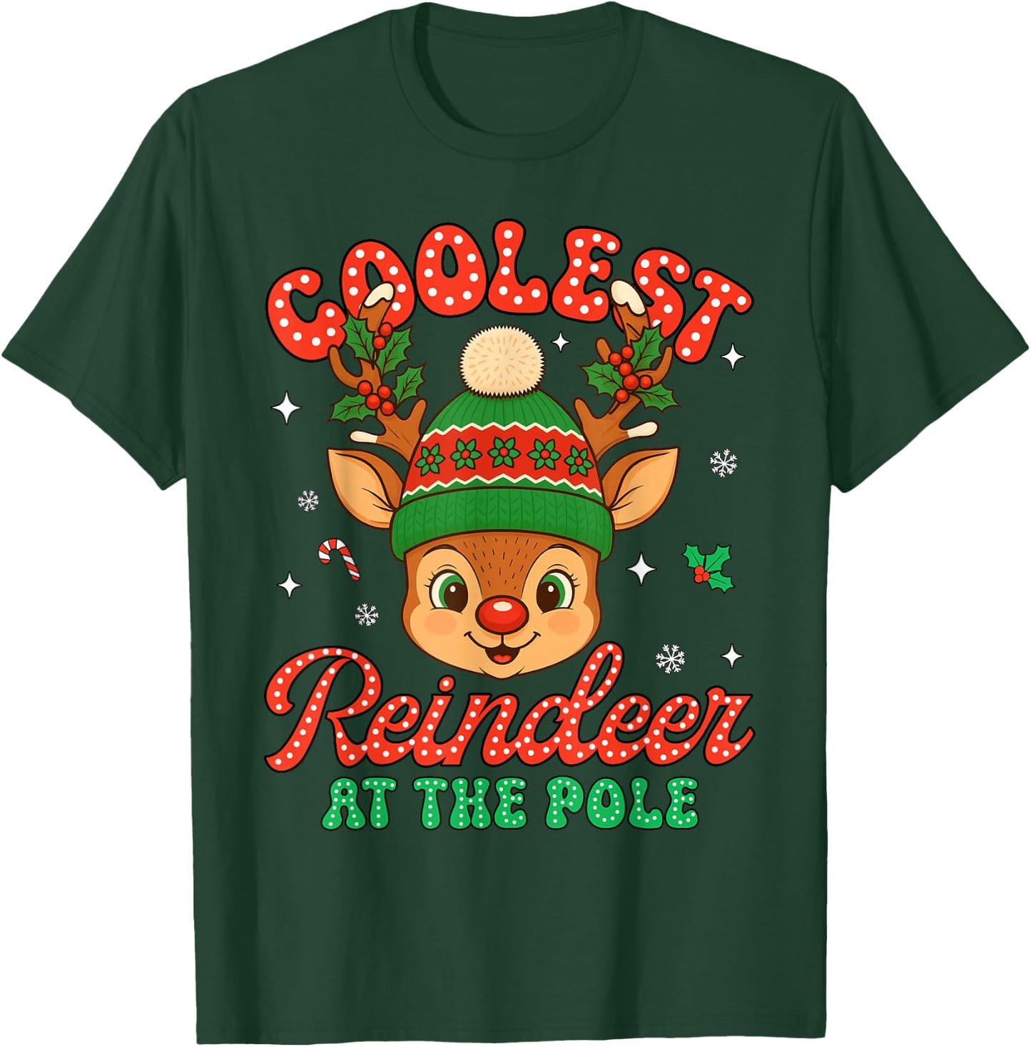 Coolest Reindeer at The Pole North Pole Christmas Boys Kids T-Shirt - T-Shirt | Forest