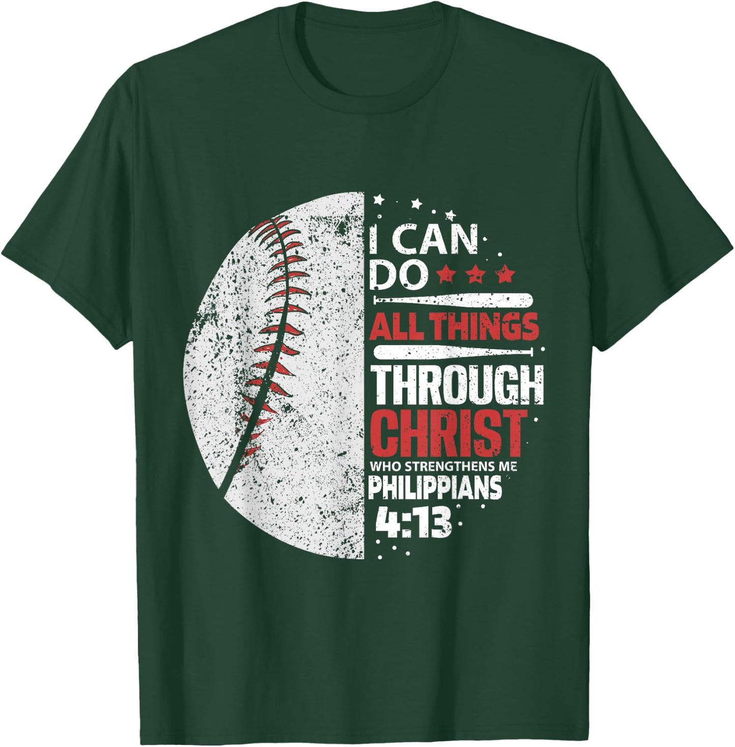 I can do all Things Through Christ - Religous Bible Baseball T-Shirt - T-Shirt | Forest