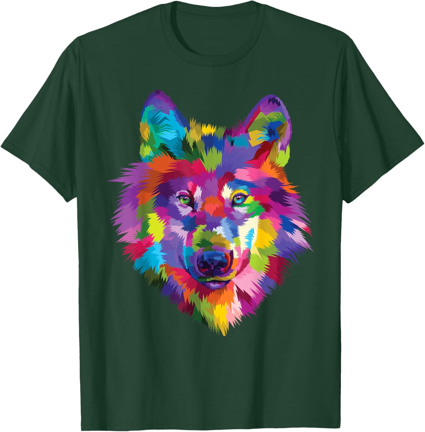 Wild Rainbow Wolf Vibrant Wilderness Canine Alpha Dog T-Shirt - T-Shirt | Forest