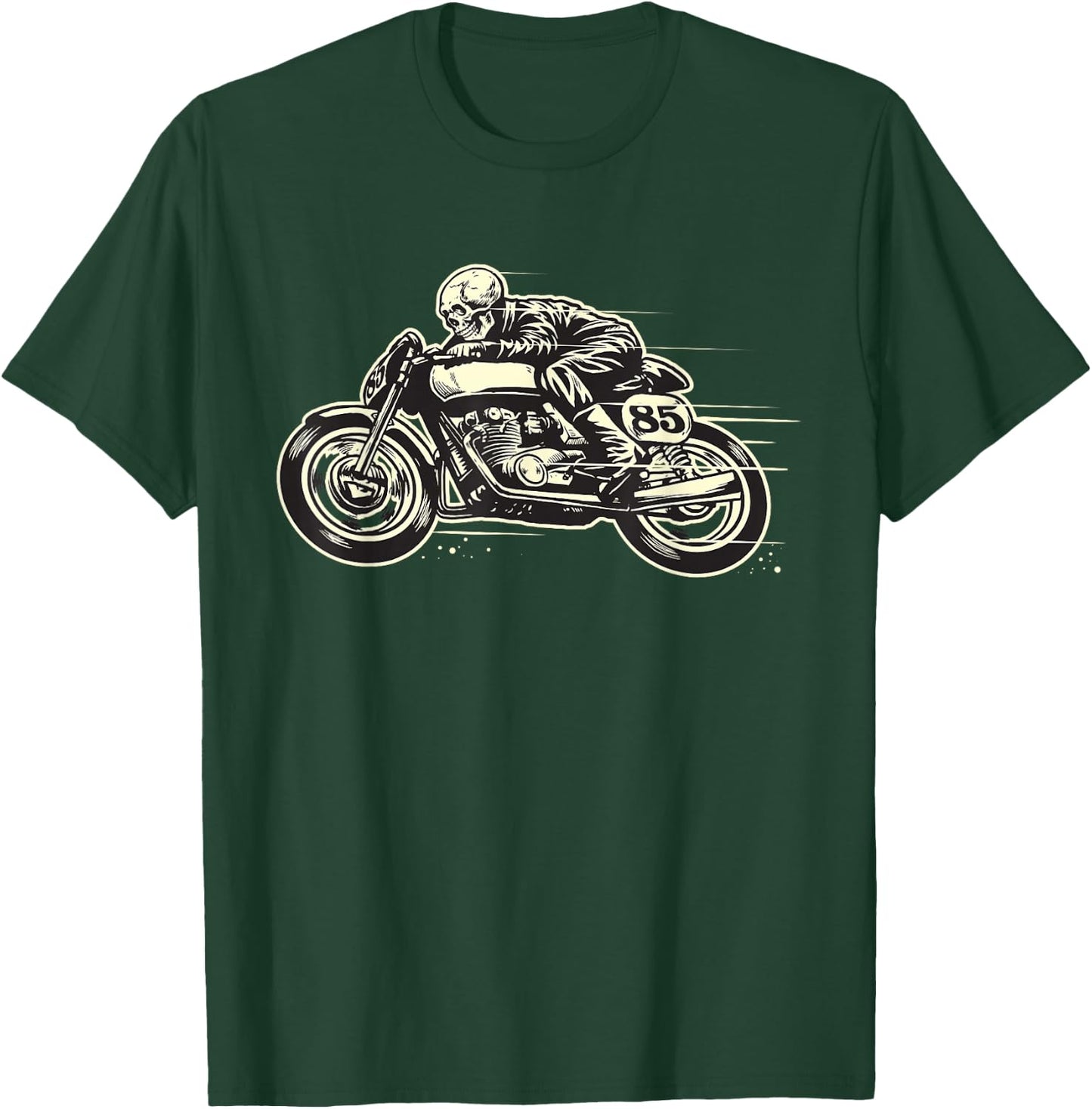Cafe Racer - Ghost Race Rider - Vintage Motorcycle T-Shirt - T-Shirt | Forest