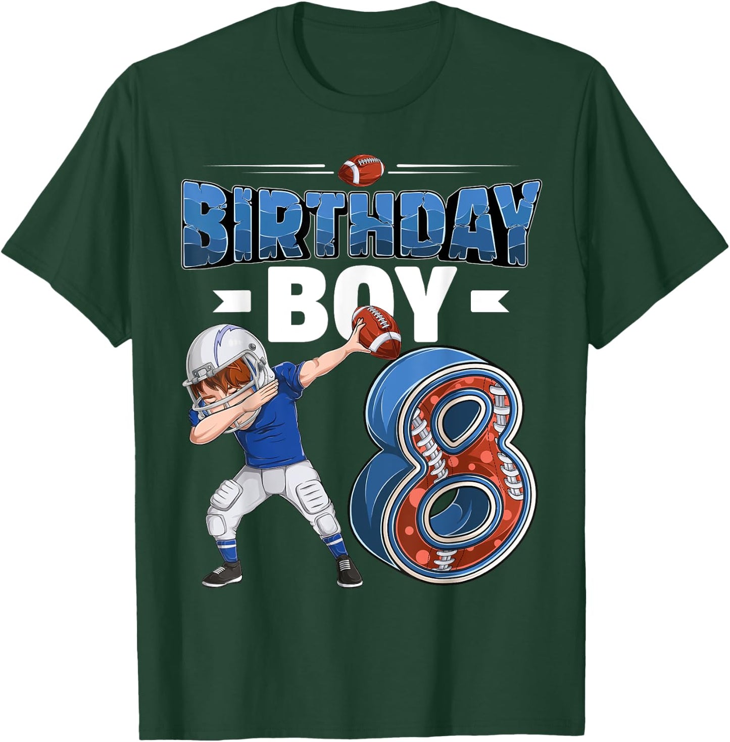 dabbing boy 8 year old American football 8th birthday T-Shirt - T-Shirt | Forest