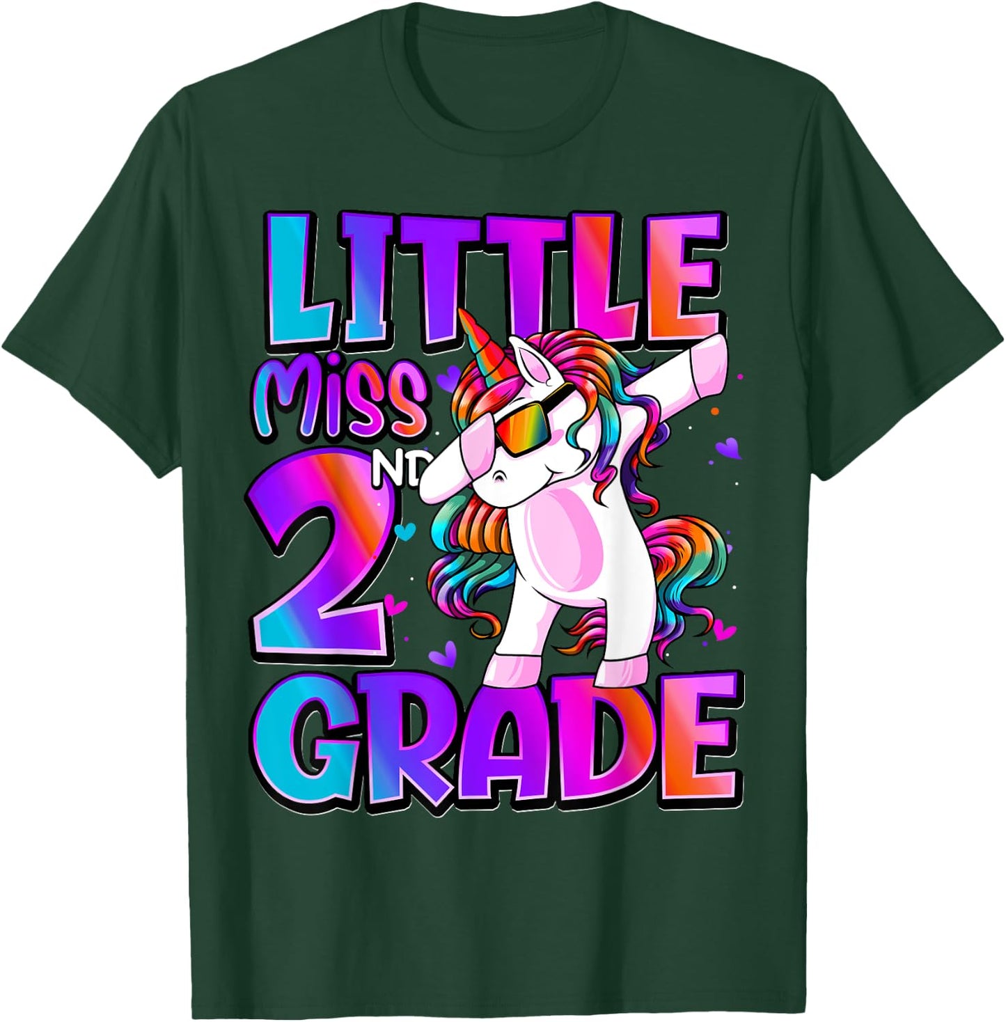 Little Miss 2nd Grade Unicorn Back To School 2nd Grade Girls T-Shirt - T-Shirt | Forest