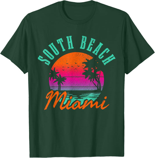 South Beach Miami Retro Florida USA Souvenir Gift T-Shirt - T-Shirt | Forest