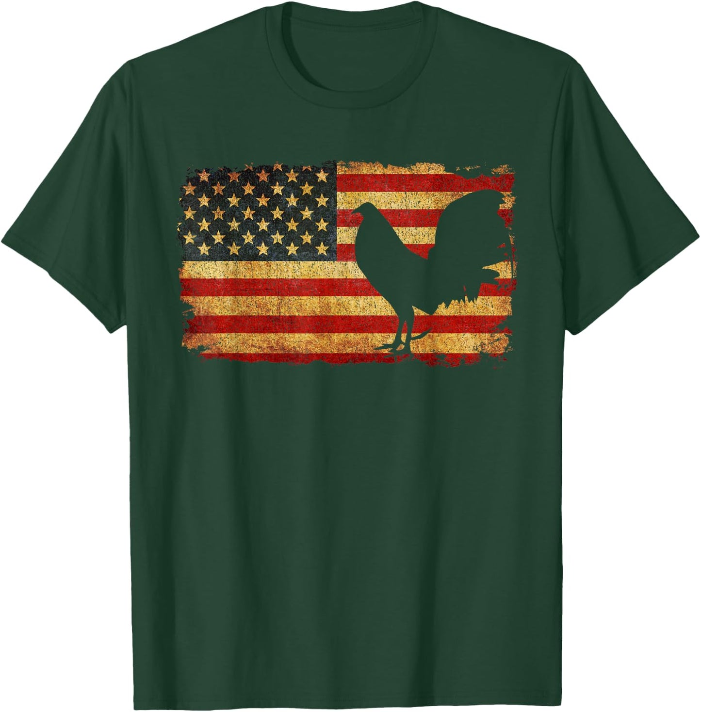 Vintage US Flag Cock Fight T Shirt T-Shirt - T-Shirt | Forest