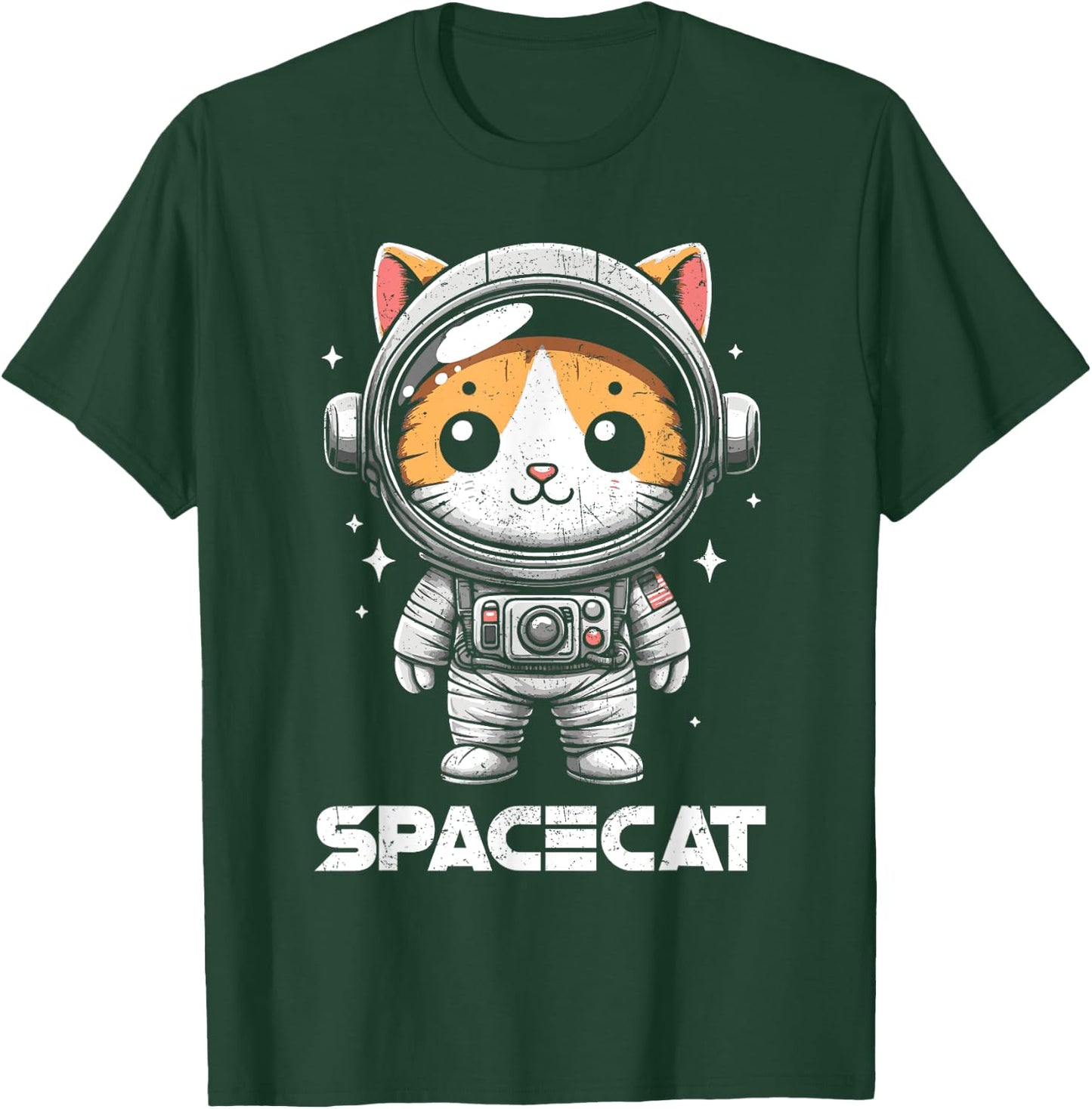 Spacecat Astronaut Cat Kitten Spaceman Cosmonaut Distressed T-Shirt - T-Shirt | Forest